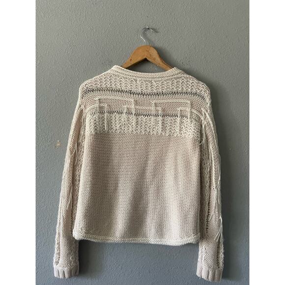 Ramy Brook Wool Fringe Cream Jessica Pullover Sweater‎ - Picture 10 of 14